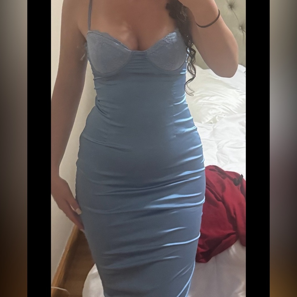 Blue Bodycon Maxi Corset Dress Outcast